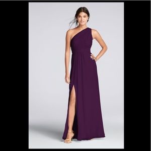 David’s Bridal Dress, One-shoulder, Plum